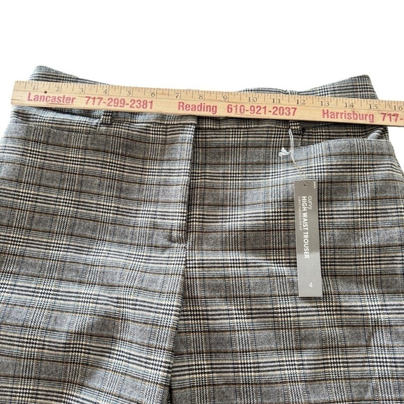 Loft Curvy Trouser High Waisted Glenn Plaid Pants Sz 4 Wide Leg Women's Gray NEW - Picture 9 of 13